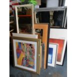 A quantity of pictures, frames and mirrors