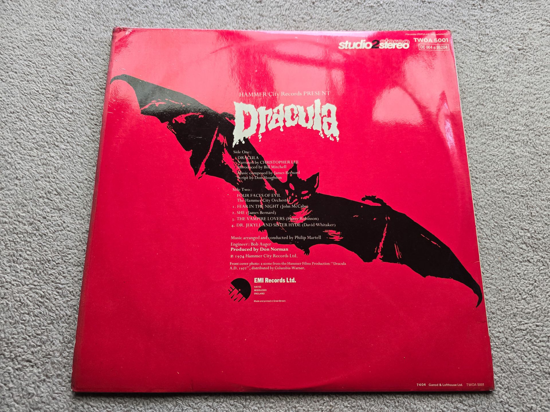 James Bernard Christopher Lee Hammer Presents Dracula Original UK Gatefold LP Mint - Image 3 of 6