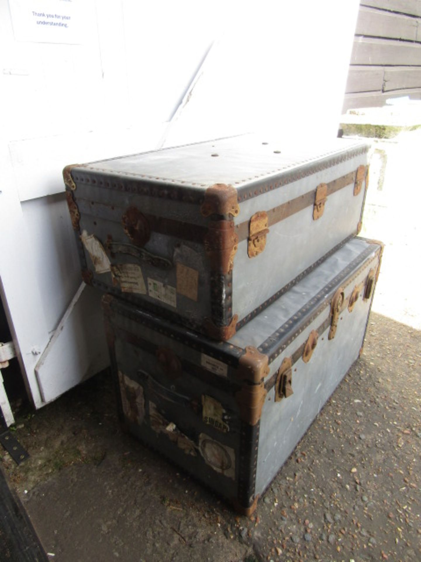2 travelling trunks, one with interior tray - Image 10 of 14