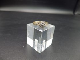 9ct gold diamond cluster ring size P, 2.13g Total weight.