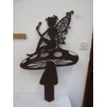 Rustic metal fairy on toadstool silhouette 100cmH