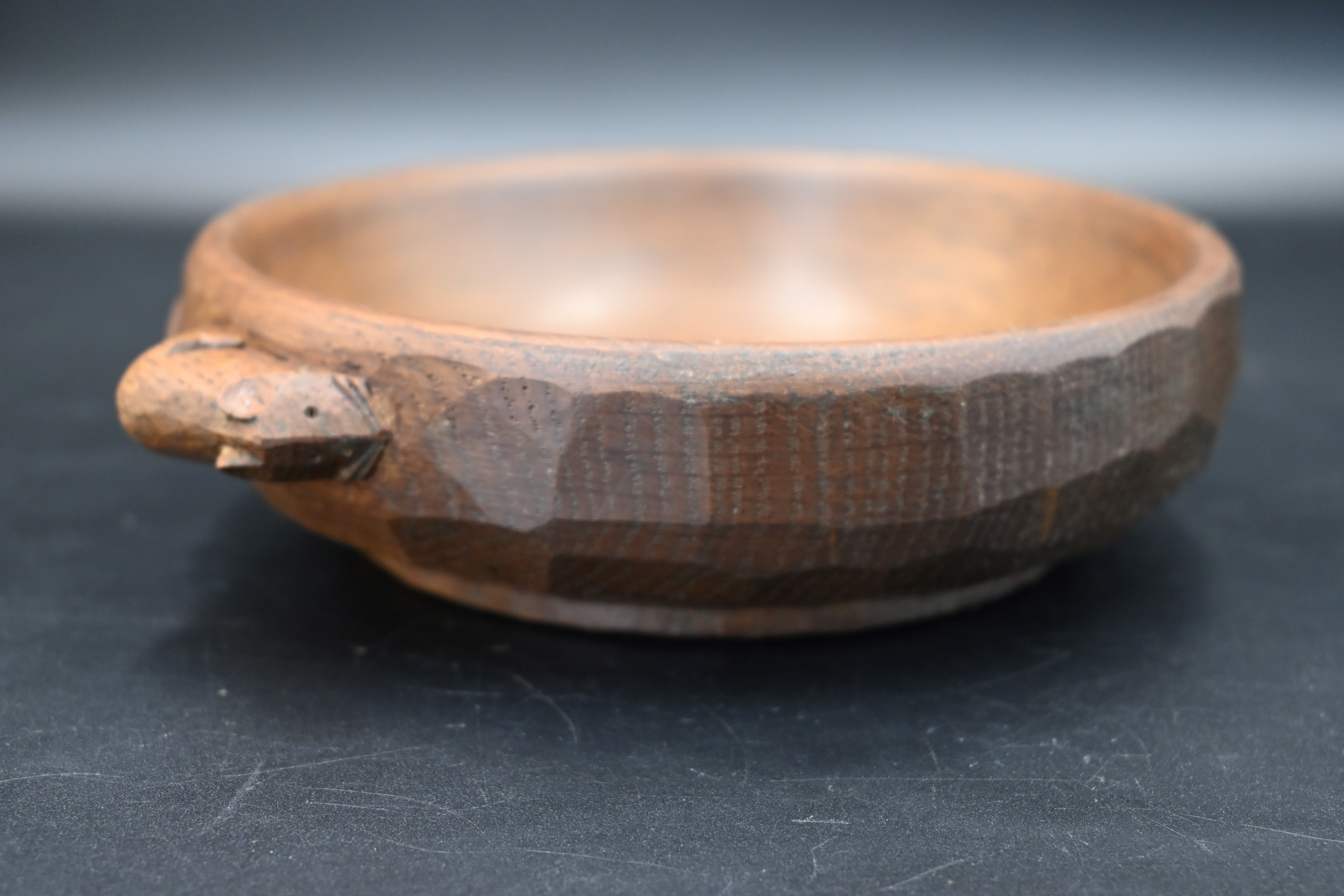 Mouseman - an oak bowl with an adzed exterior finish with a mouse signature, by the workshop of - Image 3 of 5