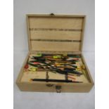 wooden fishing tackle box with contents