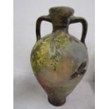 A pottery Roman style vessel with hand painted birds and flowers 52cmH