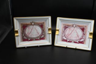 2 Dubarry Limoges ashtrays with "designed exclusively for The Ritz Club, London 86/1 Limoges" stamp,