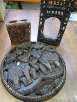 3 carved wood eastern plaques