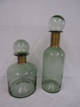 2 Large glass Apothecary bottles