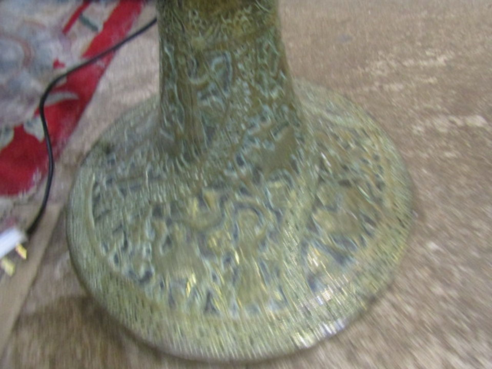 A brass pierced Middle Eastern column standard lamp base - Image 5 of 7