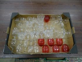 Box of glasses to include Edinburgh Crystal and ruby glass