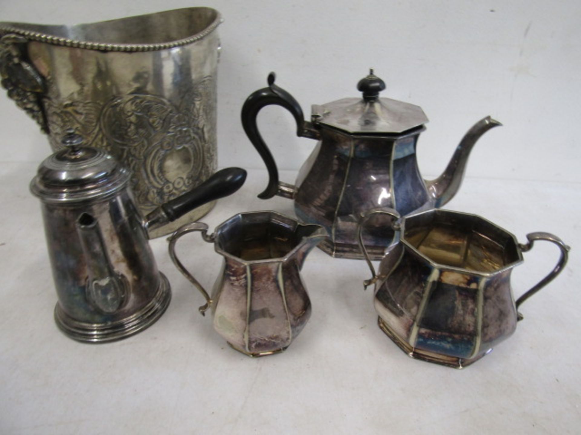 Metal ice bucket, tea set and chocolate pot - Image 4 of 4