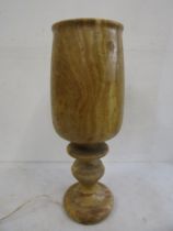 An alabaster/onyx hurricane style lamp 50cmH