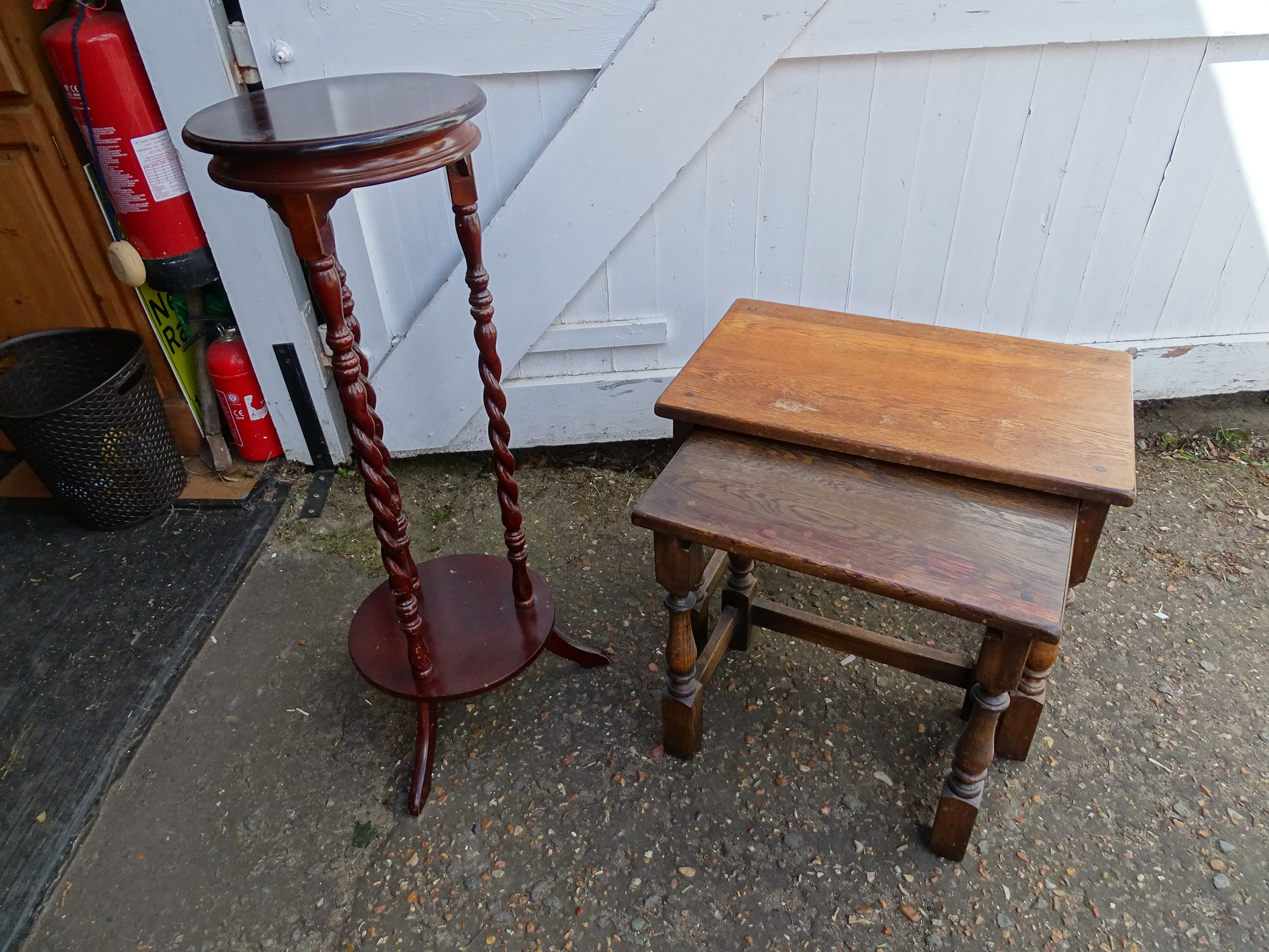 Plant stand and 2 side tables