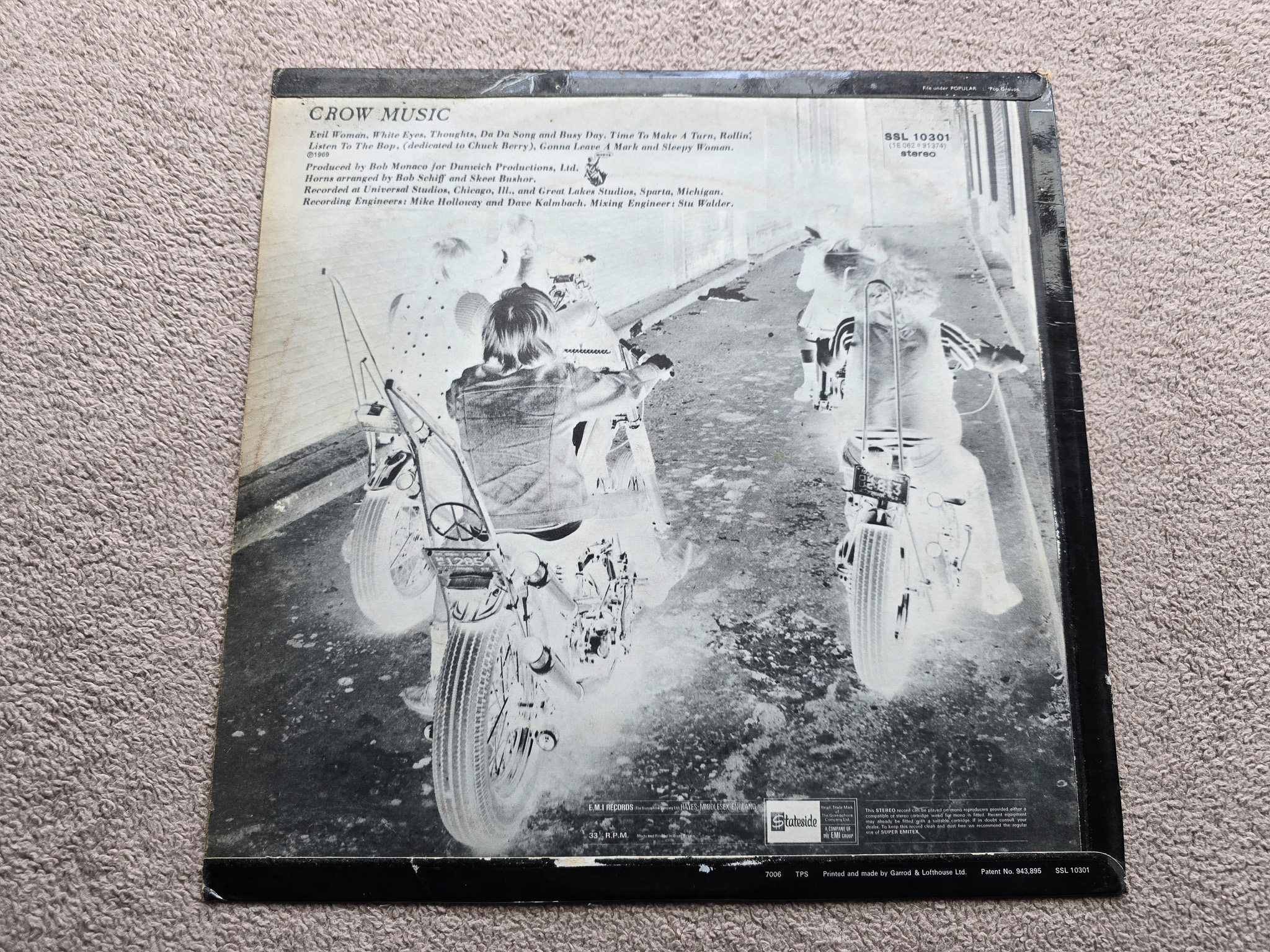 Crow Music Near Mint Original 1969 Hard Rock UK Vinyl LP - Image 3 of 5