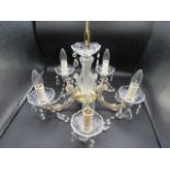 5 branch brass and glass light fitting