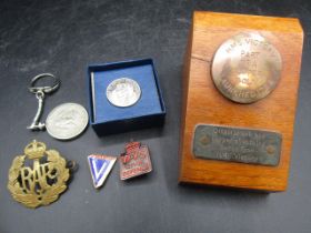 1939 star, RAF badge, Battle of Britain coin, Civil Defence Badge and Victory badge plus a part of a