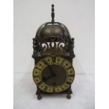 A brass Smiths 7 jewels lantern clock 26cmH not ticking