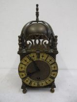 A brass Smiths 7 jewels lantern clock 26cmH not ticking