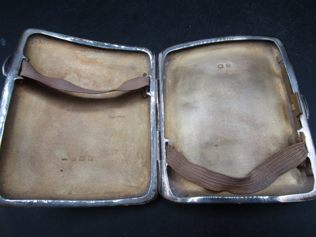 A silver cigarette case with presentation inscription to C. Roberts (medals in militaria) 62gms - Image 4 of 6