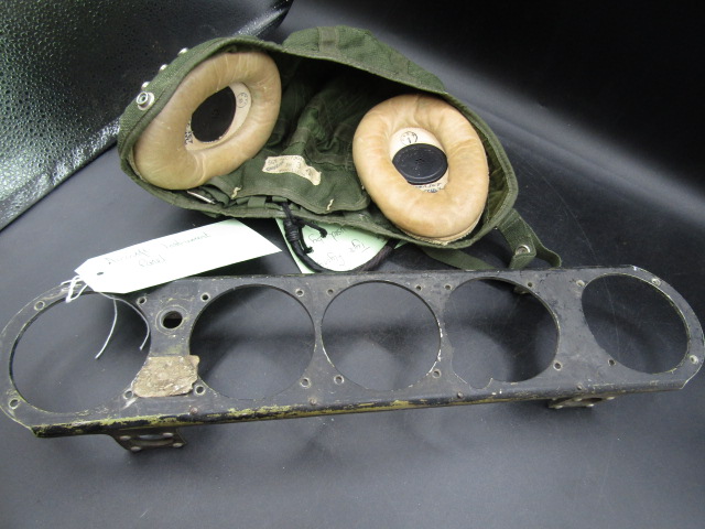RAF G type flying helmet, as used by Vulcan and Victor Aircrew and a aircraft instrument panel