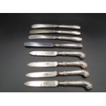 4 x silver handled scroll patterned Joseph Rodgers & Son Victorian knives, plus 4 other silver