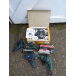 Power tools to include Elu router, Bosch sander and Black & Decker sander, all from a house