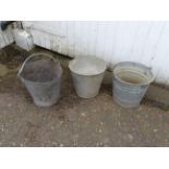 3 Galvanised buckets