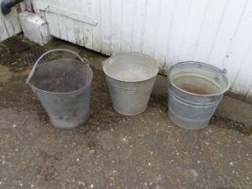3 Galvanised buckets
