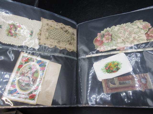 Victorian greetings cards and various ephemera in blue album - Image 11 of 20