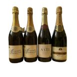 4 bottles of champange and sparkling wine to include Mercier Demi-sec 75cl 12%Vol. Asti 75cl 7%