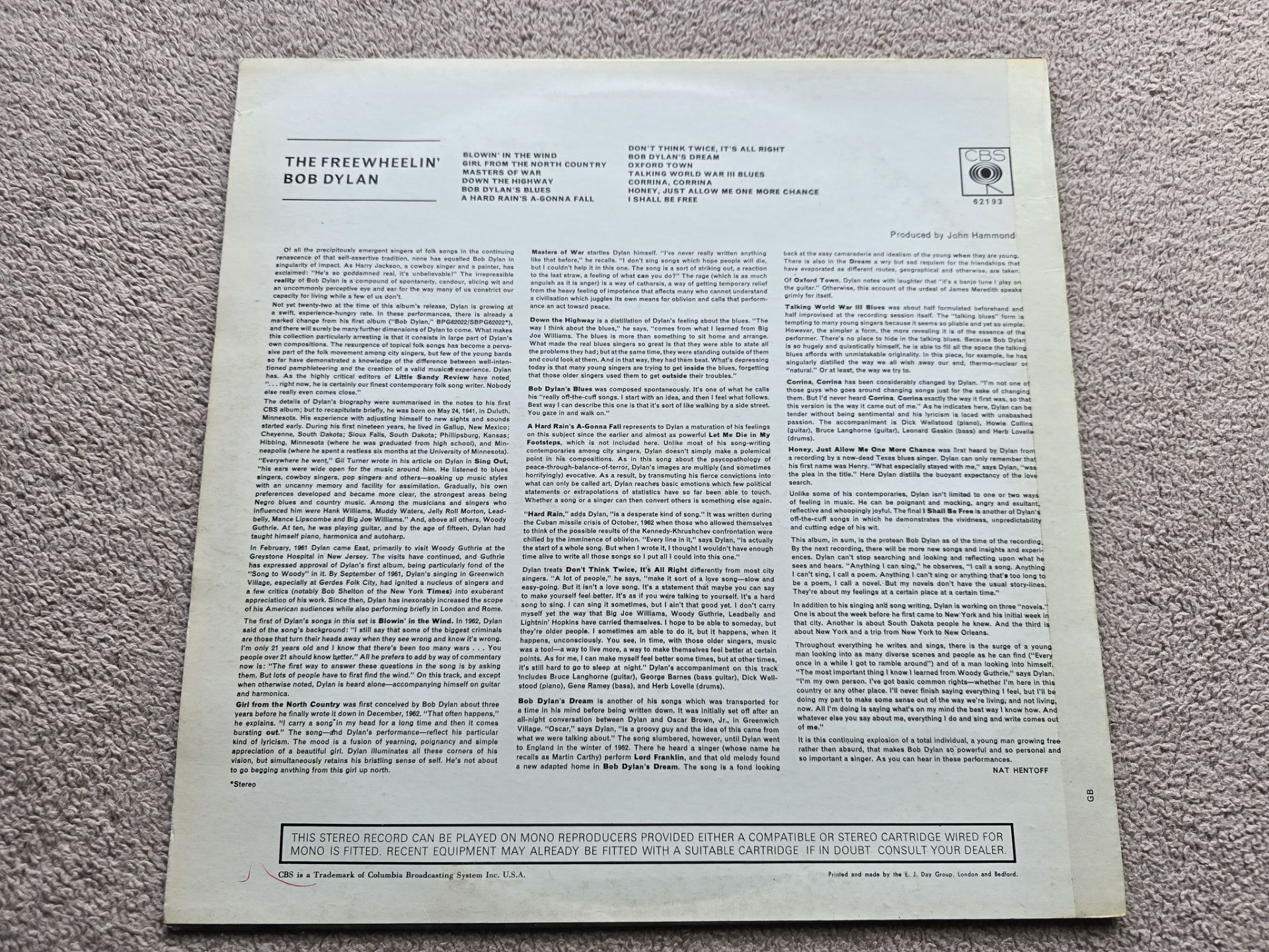 Bob Dylan – The Freewheelin' Mint UK Stereo Vinyl LP - Image 3 of 5