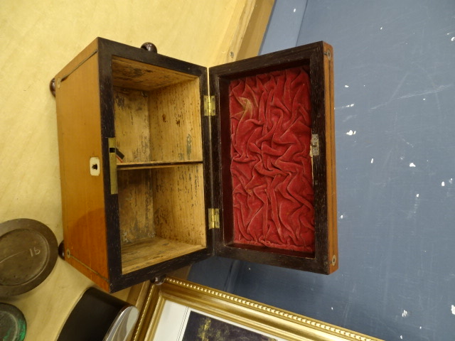 Wooden tea caddy, compass and hip flask etc - Image 5 of 7