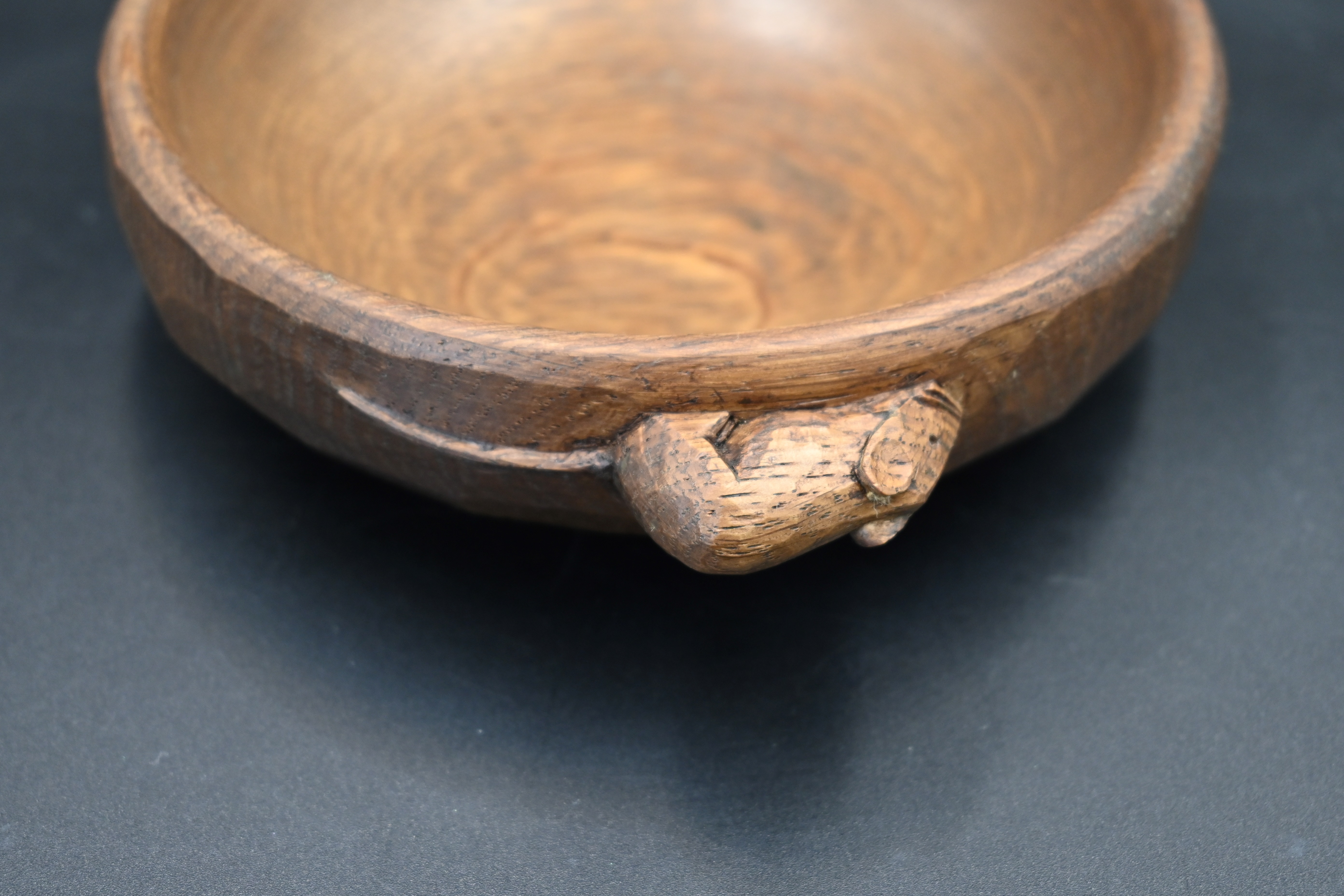 Mouseman - an oak bowl with an adzed exterior finish with a mouse signature, by the workshop of - Image 5 of 5