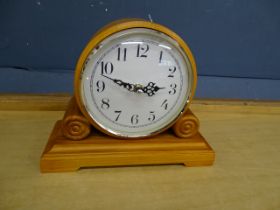 Pine cased mantel clock , battery operated