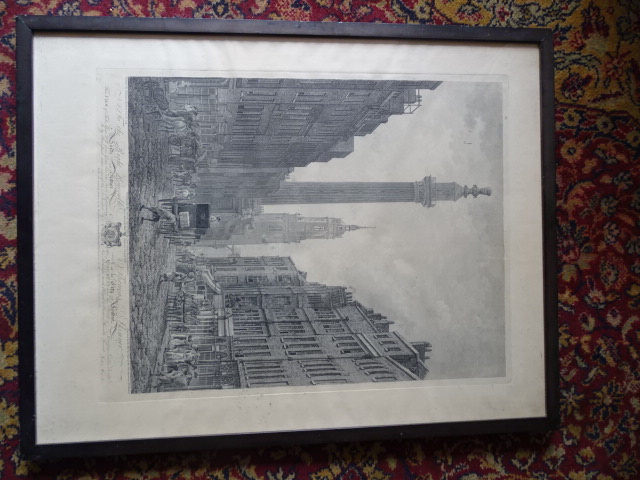 Etching of Fish Street, London, framed and glazed 56cm x 71cm approx