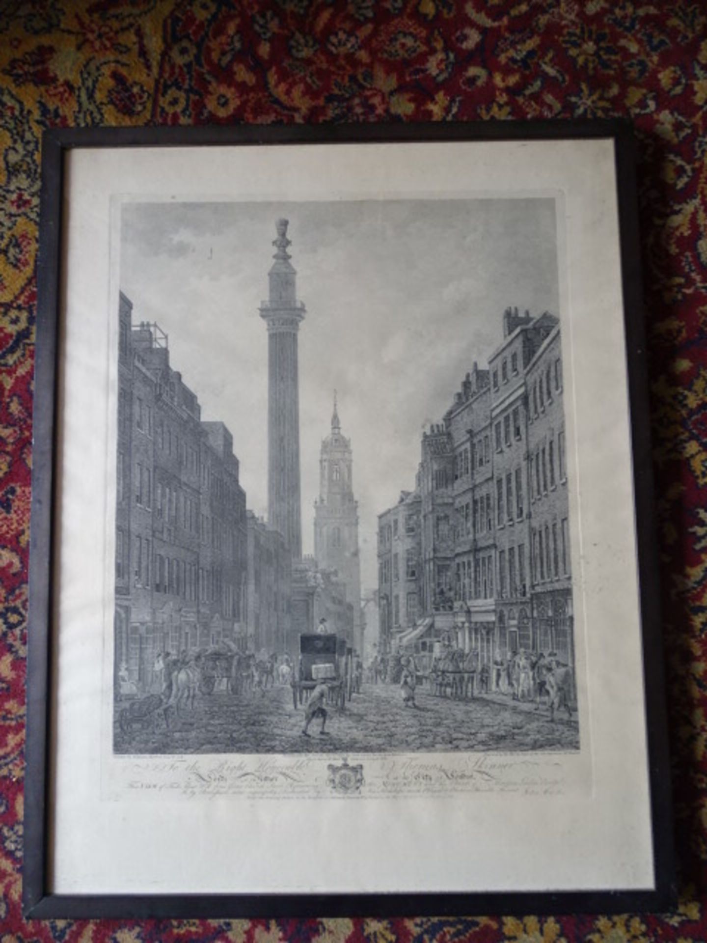 Etching of Fish Street, London, framed and glazed 56cm x 71cm approx