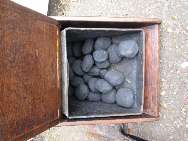 Coal scuttle (doesn't close) with shovel (doesn't fit in back rack) has coal inside! - Image 3 of 3