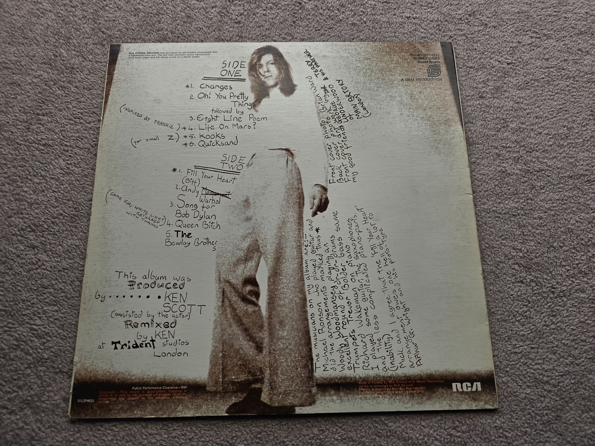 David Bowie – Hunky Dory Dynaflex first issue vinyl LP - Image 3 of 5