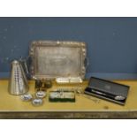 Silver plated tray presented by the P & B District Railway No.3 contract to Miss Everett Stewart