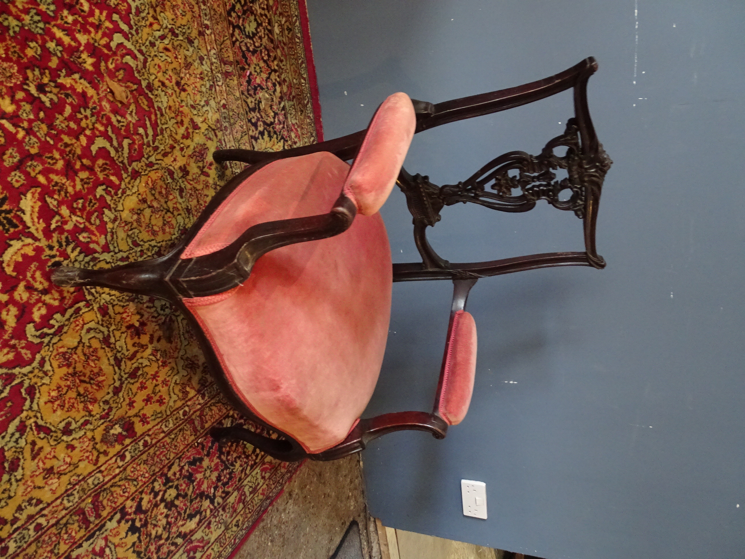 Edwardian mahogany open arm chair - Image 2 of 3