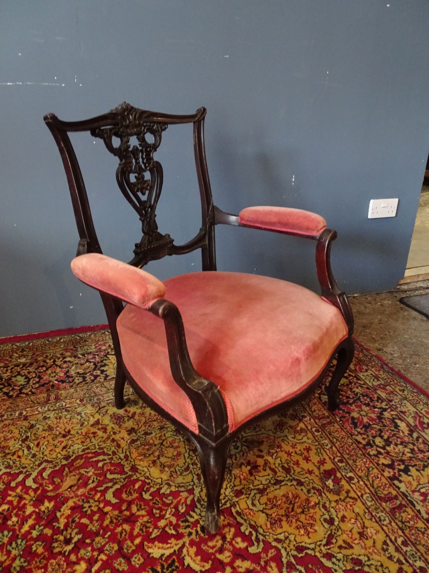 Edwardian mahogany open arm chair - Image 2 of 3