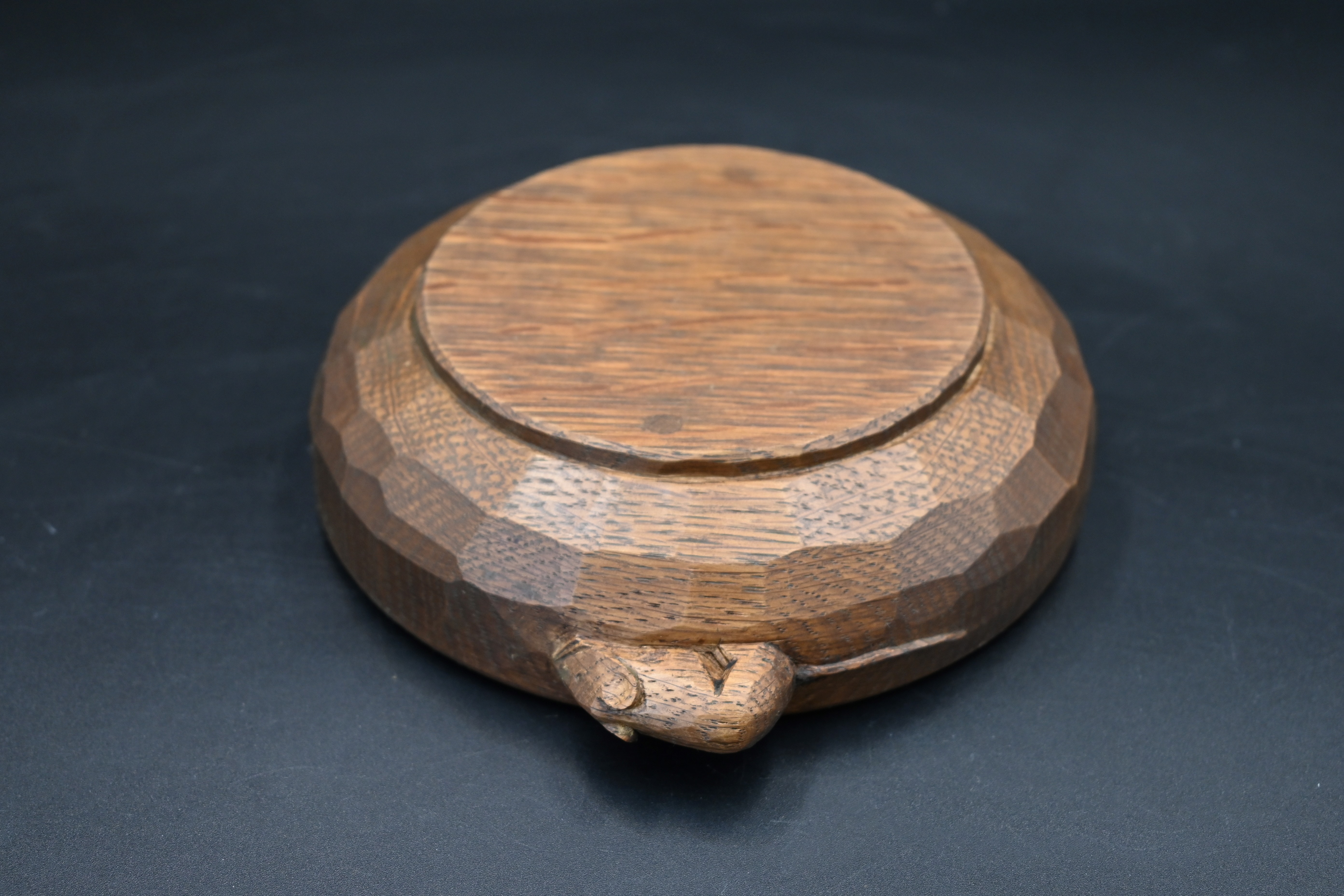 Mouseman - an oak bowl with an adzed exterior finish with a mouse signature, by the workshop of - Image 4 of 5
