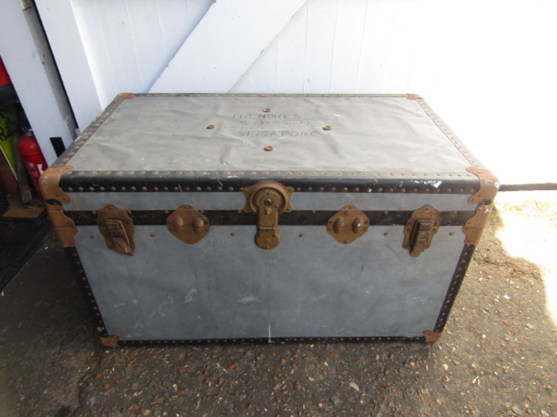 2 travelling trunks, one with interior tray - Image 2 of 14