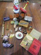 Collectors lot to inc Cloisonné pin trays, dominoes, wooden ducks, linens, boxes etc etc