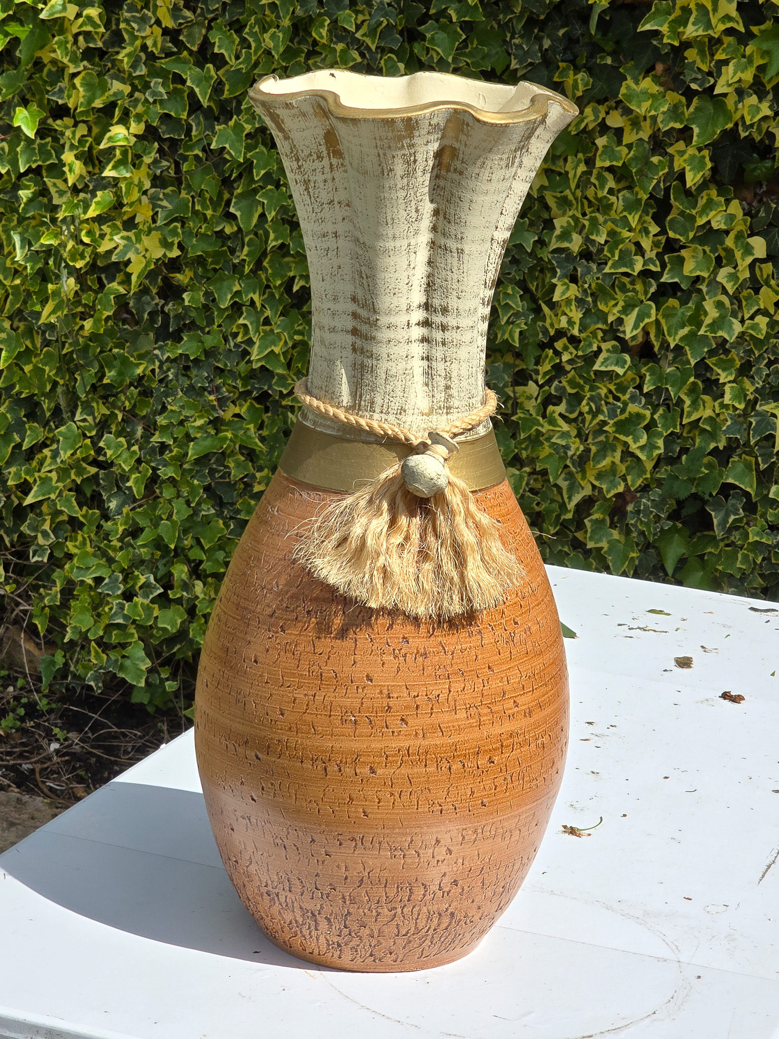 Large Floor Standing Vase with tie Approx 24 inches high