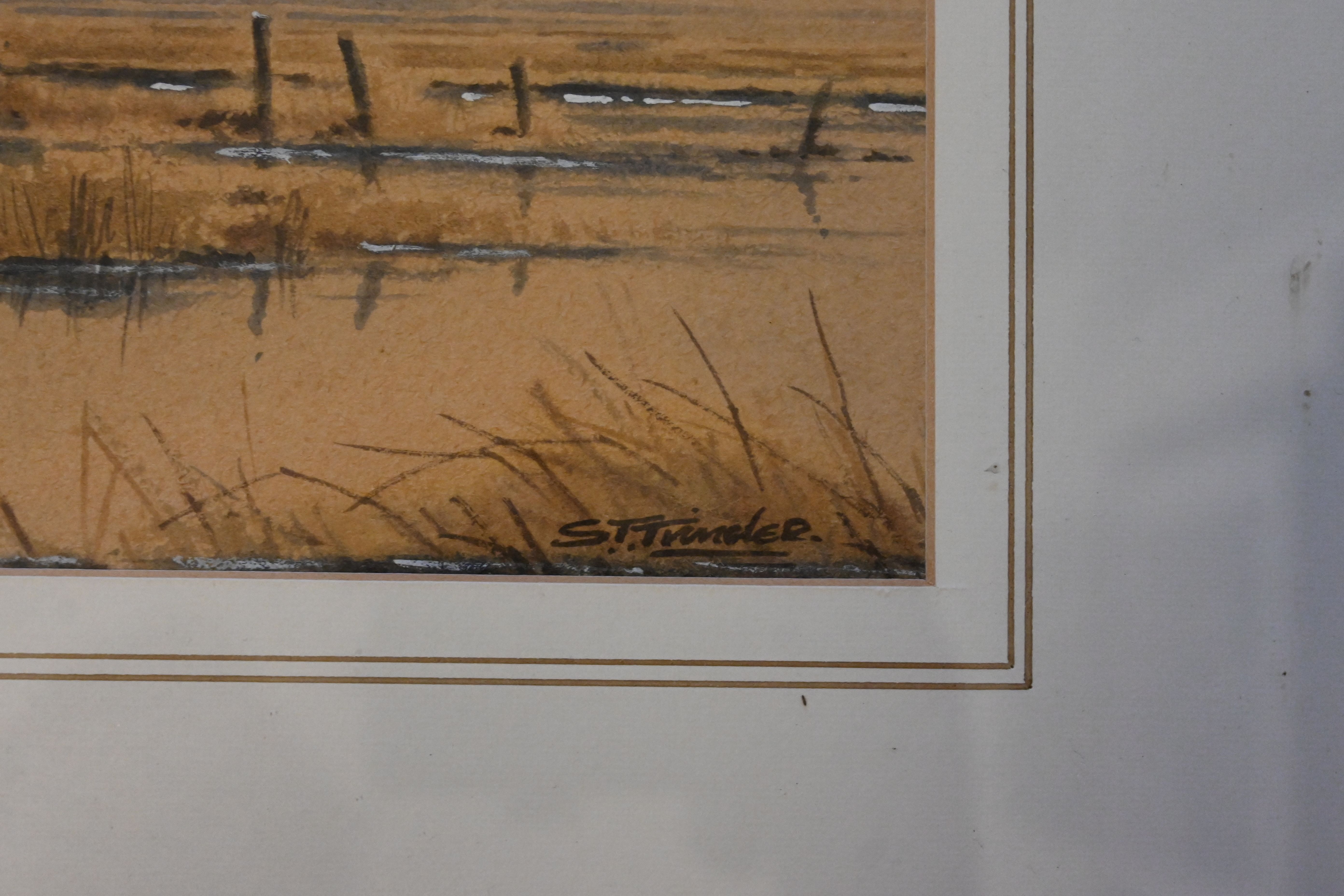 SIMON T TRINDER (BRITISH, BORN 1958), watercolour curlew/godwits in flight on the Norfolk Coast - Image 3 of 3