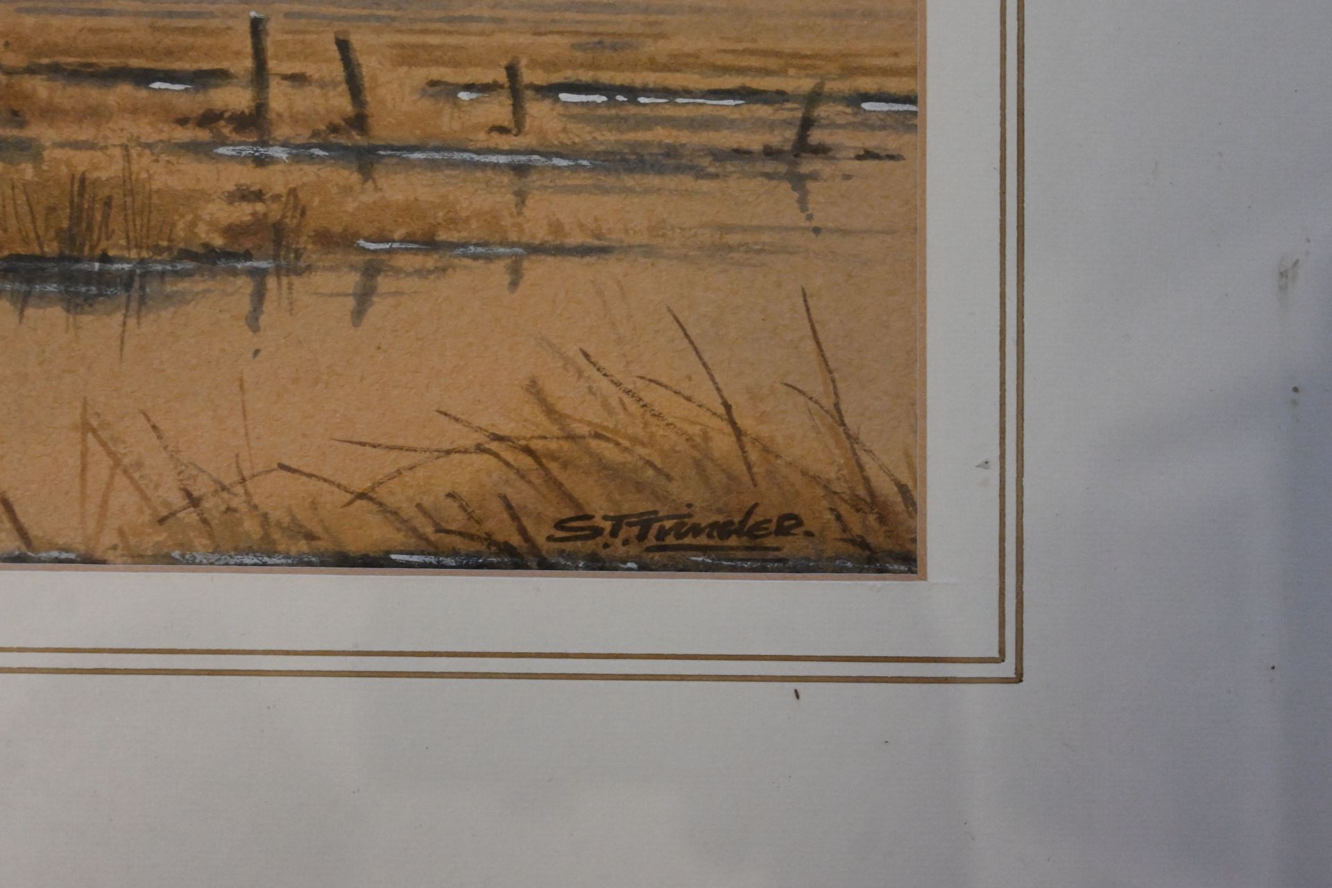 SIMON T TRINDER (BRITISH, BORN 1958), watercolour curlew/godwits in flight on the Norfolk Coast - Image 3 of 3