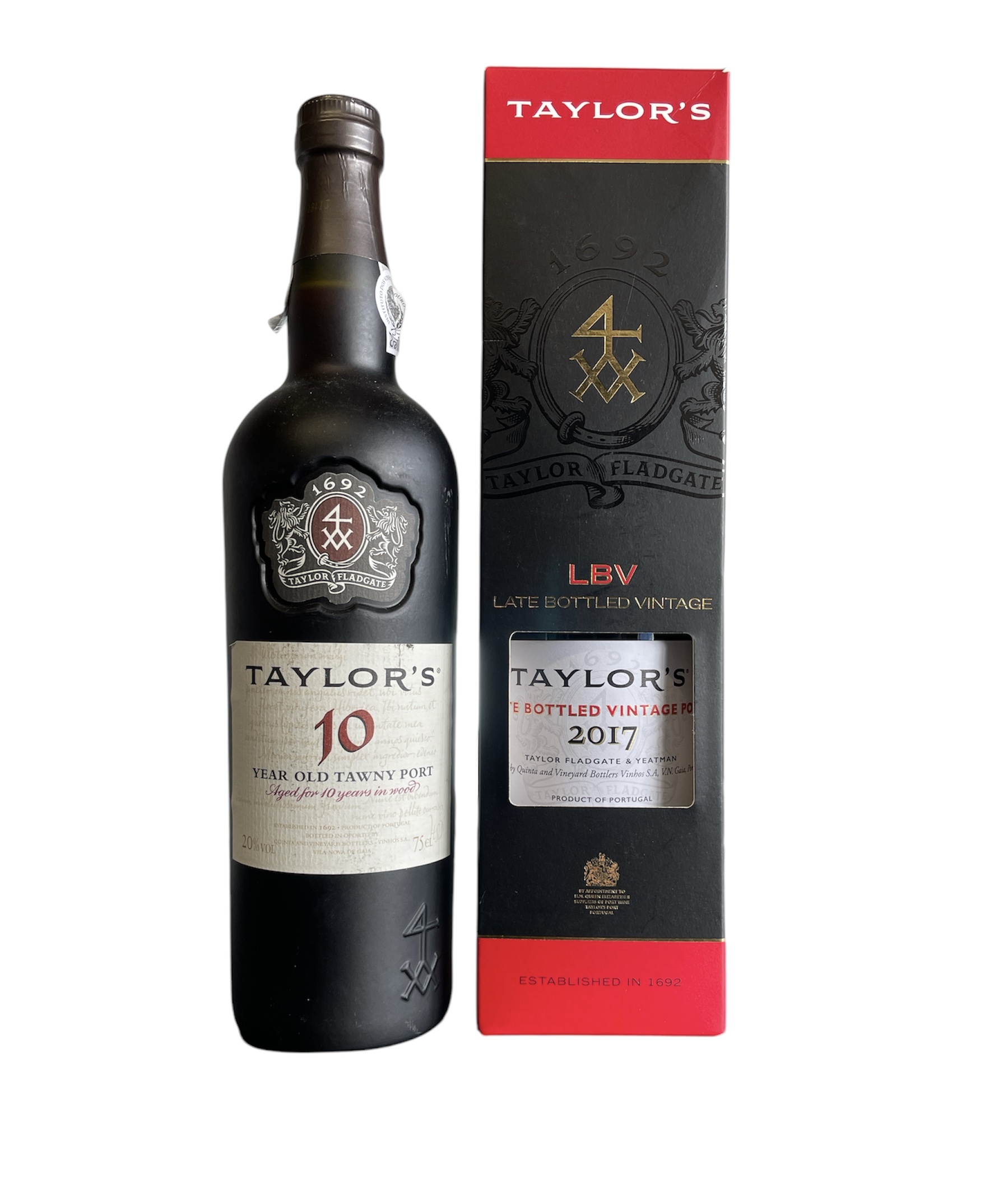 Two bottles of port to include: Taylor's 10 year old tawny port 20%vol 75cl Taylor's 2017 late