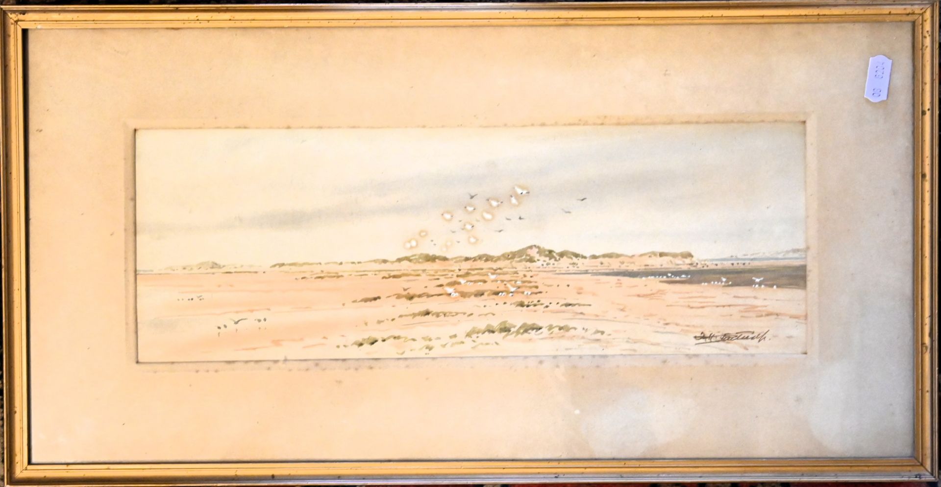 Frederick Henry Partridge (British, 1849-1929), Watercolour North Norfolk seascape depicting flock