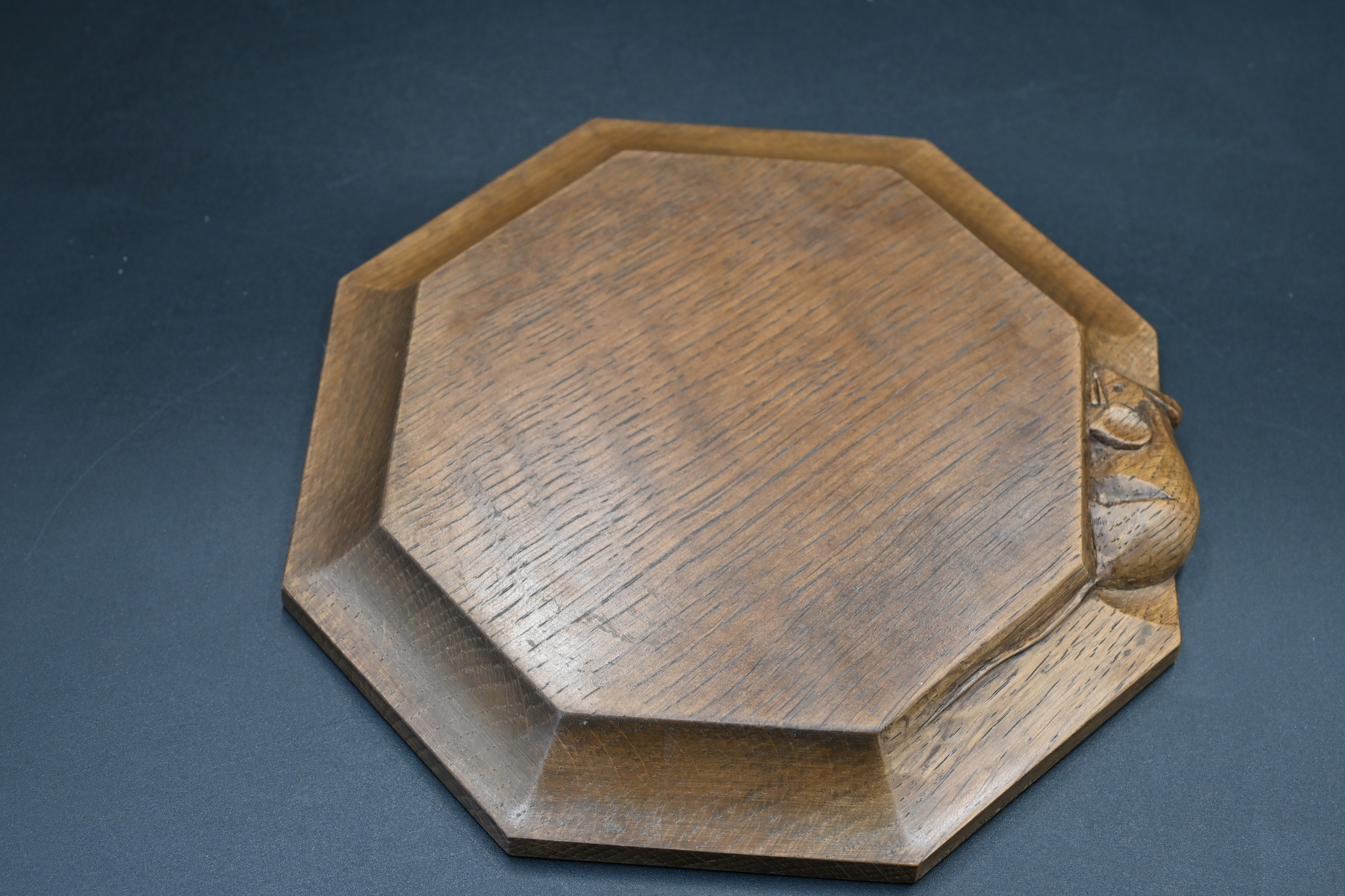 Mouseman - an oak octagonal cheeseboard / pot stand with a mouse signature, by the workshop of - Image 6 of 6