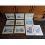 10 Framed prints, mostly coastal